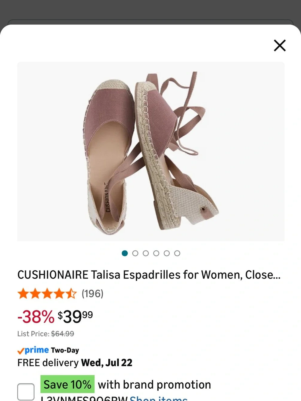 CUSHIONAIRE Talisa Espadrille Wedge in Dusty Rose